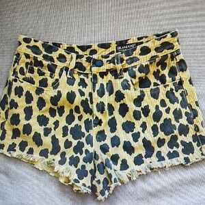 NWT Blank NYC Yellow and Black Denim Leopard Print Shorts